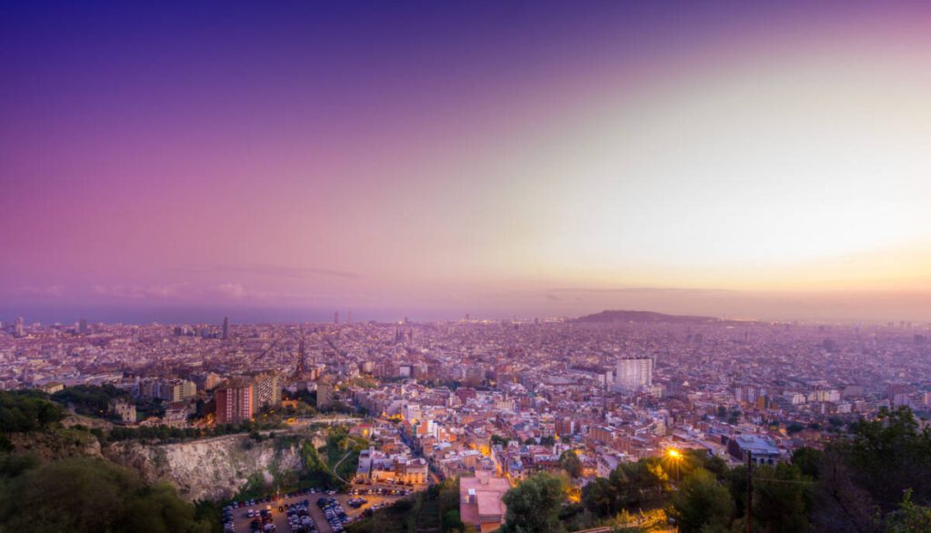 View of Barcelona from El Carmel hill where Parc Guell is located.